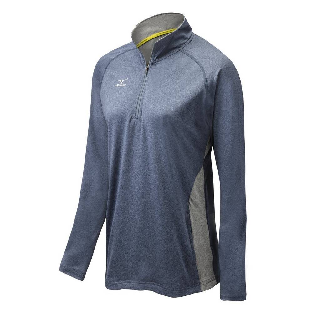 Chaqueta Mizuno Fire 1/2 Zip Mujer Azul Marino/Gris Outlet TGQW-91703